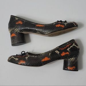 ZARA snake print heeled leather ballerinas